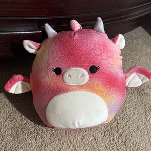 Pink and White Dragon Squishmallow Plush Toy